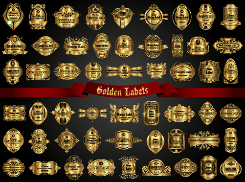 Luxury gold frame labels set vector 03 luxury labels label gold frame   