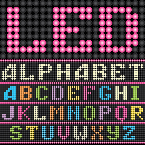 LED styles alphabets with numbers vector material styles numbers number alphabet   