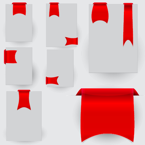 Creative red ribbons bookmarks vector set 01 ribbons creative bookmarks   