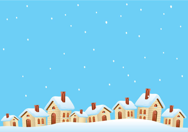 Cartoon house and snow design vector set 01 snow house cartoon   