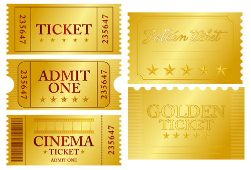 Vector Gold ticket design elements 05 ticket gold elements element design elements   