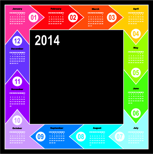 Calendar 2014 vector huge collection 05 Huge collection calendar 2014   