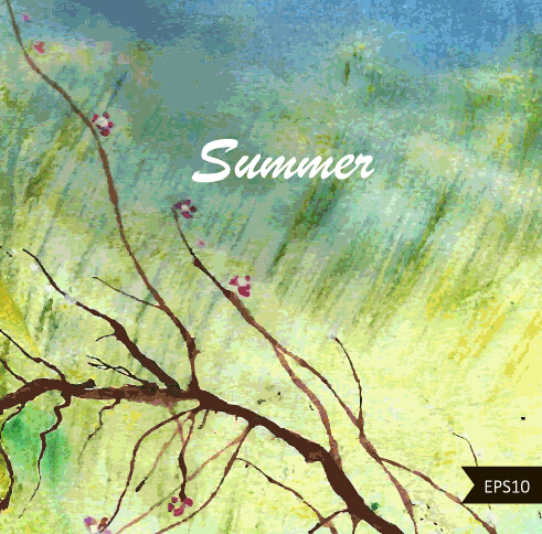 Summer watercolors vector background art 03 watercolor Vector Background summer colors   