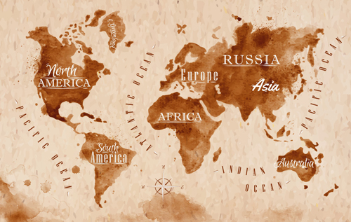 brown world map grunge vector world map grunge brown   