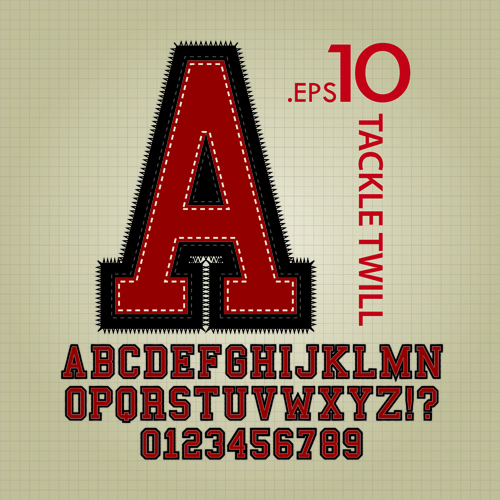 Vintage twill alphabet with numbers vector vintage Twill numbers alphabet   