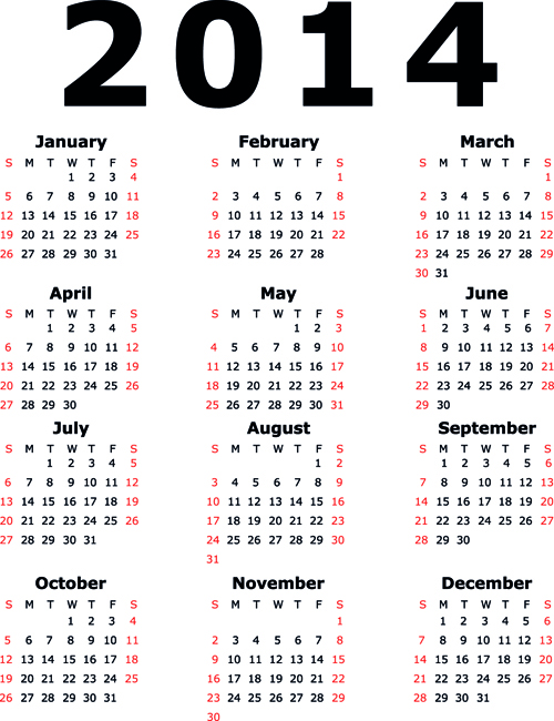 Calendar 2014 vector huge collection 01 Huge collection calendar 2014   