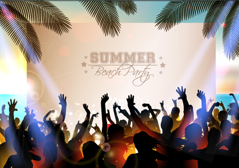 Vector flyer summer night party design material 02 summer night height flyer   