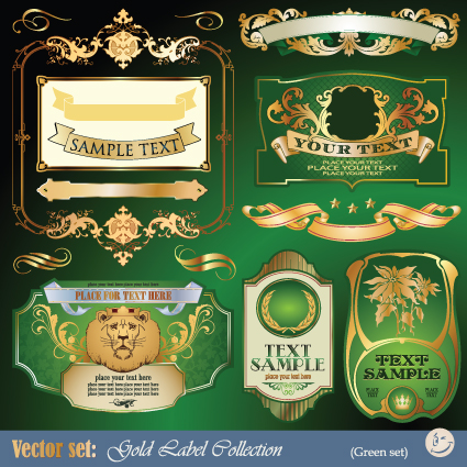 Gold label with retro style vector set 03 Retro font labels label gold   