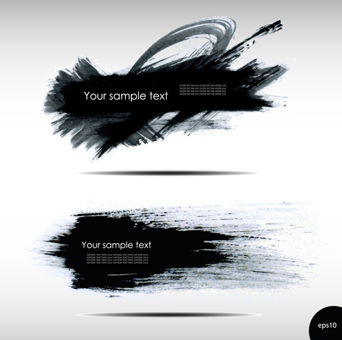 Black Ink grunge banners design vector 01 ink black banners banner   