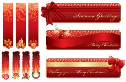 christmas decorative red banner vector material decorative christmas banner   