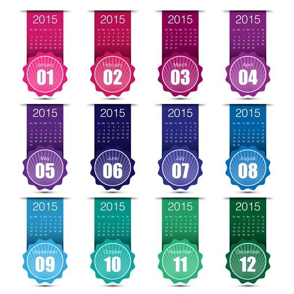 2015 grid calendar creative design vector 05 grid creative calendar 2015   