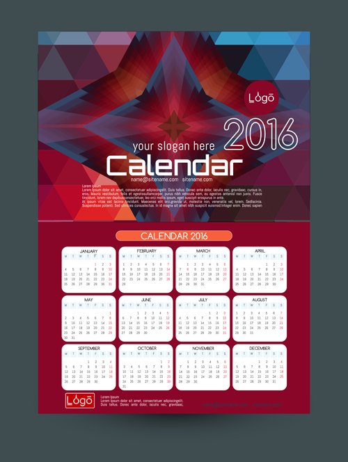 2016 technology calendar template vector 05 template technology calendar 2016   