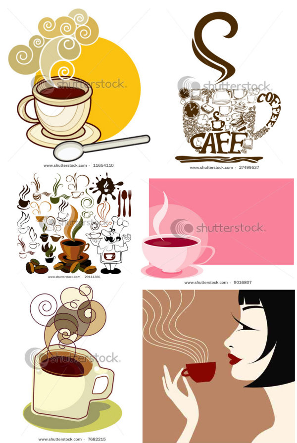 Coffee icon and background design vector women table steam spoons smoke icons cups cook coffee beans coffee cloud background   