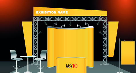 Set of trade exhibition and promotion vector material 02 trade promotion material Exhibition   