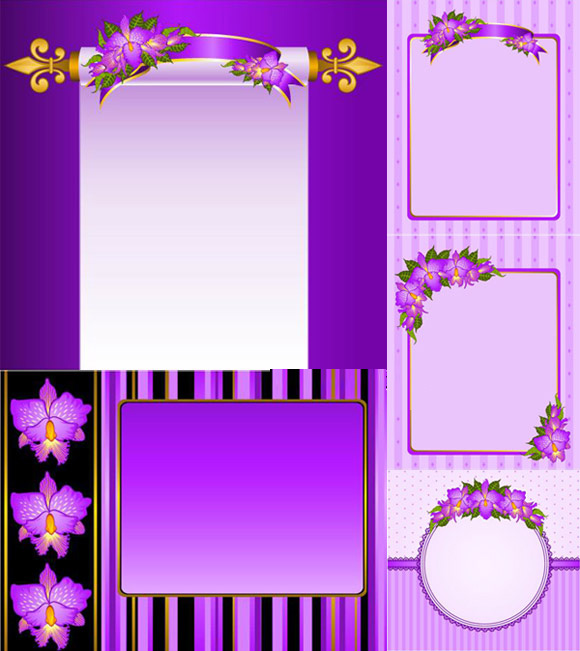 Purple flowers decorative frame vector 91309 purple frame flowers decorative   