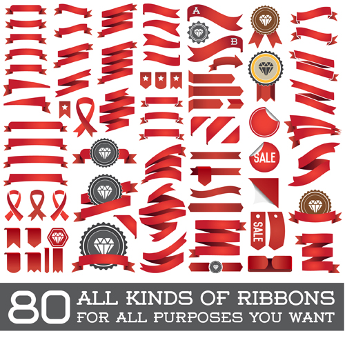 Vector set of colorful ribbons design material 01 colorful ribbons colorful   