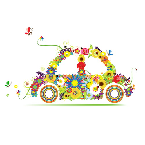 Beautiful floral car design graphics 03 floral car beautiful   