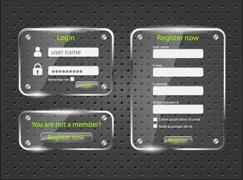 Glass web Interface design material vector 01 web glass   