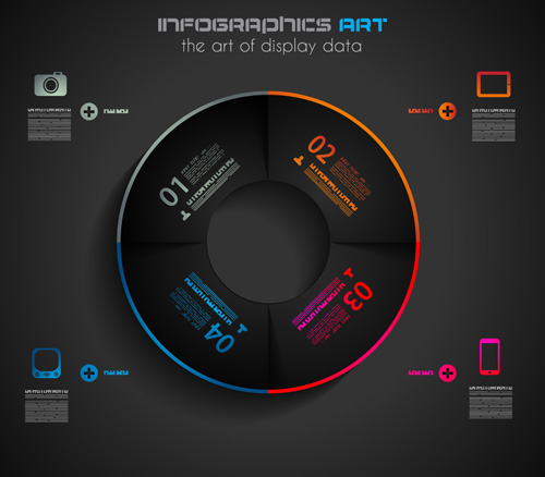 Dark style infographics business vector 04 style infographics dark business   