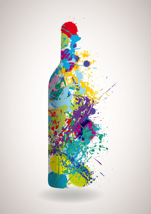 Oil watercolor wine bottle background wine bottle watercolor oil bottle   