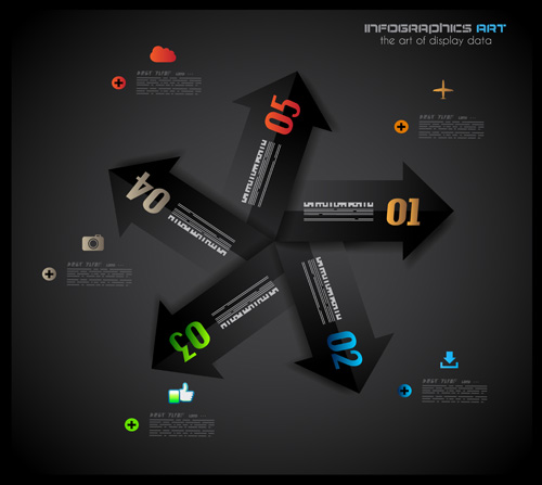 Dark style infographics business vector 20 style infographics dark business   