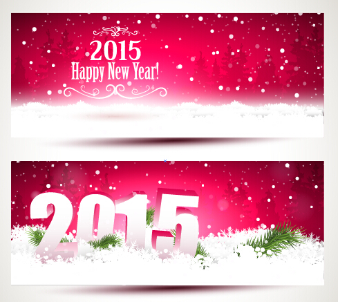 2015 happy new year winter banners vector 01 winter new year banners 2015   