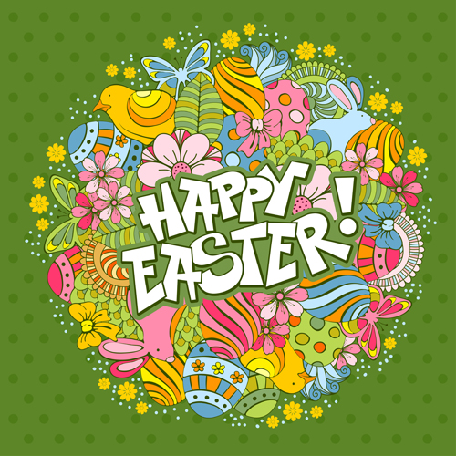 Cartoon styles floral easter background vector styles easter cartoon background   