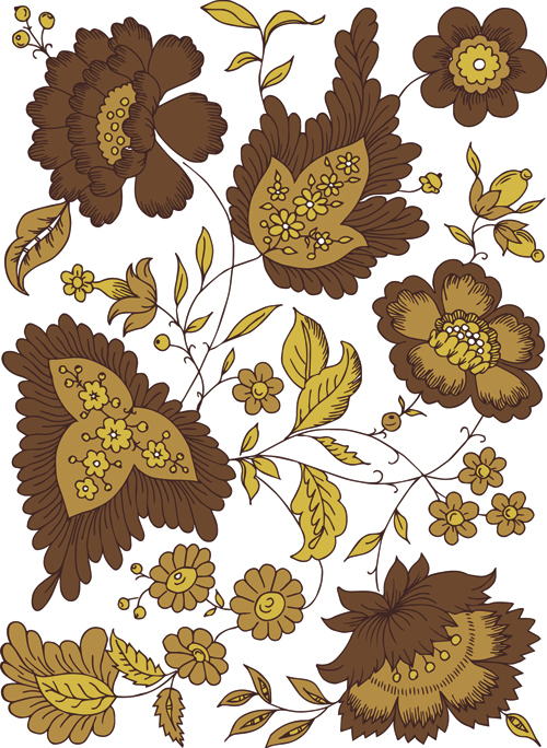 Hand drawn brown flower vector hand drawn flower brown   