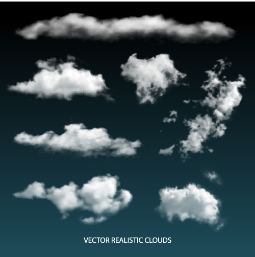 Realistic clouds vector illustration set 02 realistic clouds   