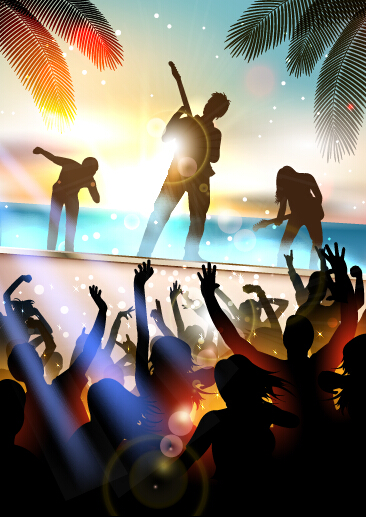 Vector flyer summer night party design material 01 summer party night flyer   