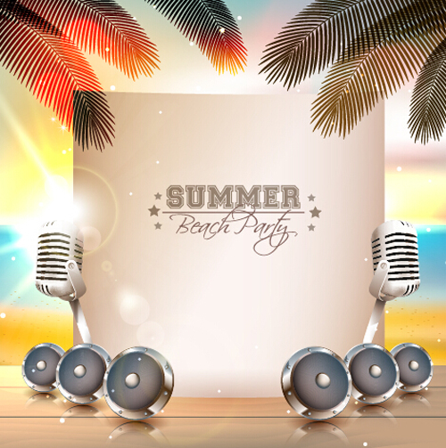 Vector flyer summer night party design material 04 summer party night flyer   