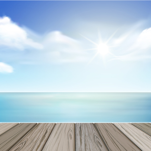 White cloud blue sky with wood board background vector set 02 wood white sky cloud board blue background   