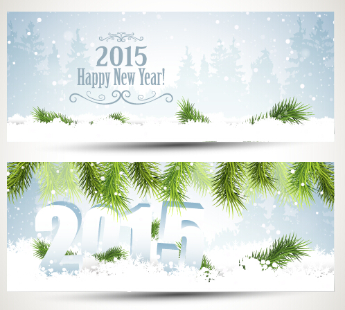 2015 happy new year winter banners vector 02 winter new year banners   