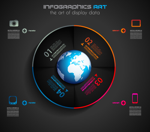 Dark style infographics business vector 06 style infographics dark business   