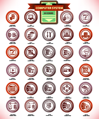 Vintage Computer system icons vector set vintage system icons icon computer   