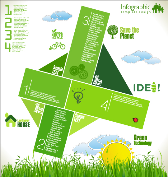 Modern ecology infographics green template vector 01 template modern infographics ecology   