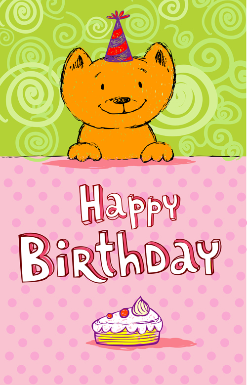 Cute cat birthday cards creative vector material 01 vector material cute cat cute card birthday cards birthday   