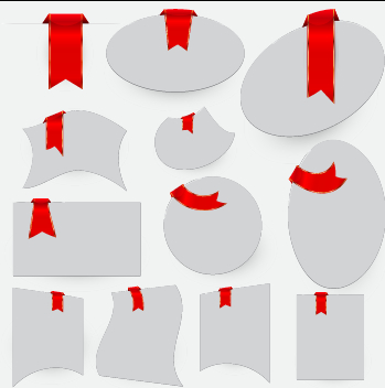 Creative red ribbons bookmarks vector set 03 ribbons creative bookmarks   