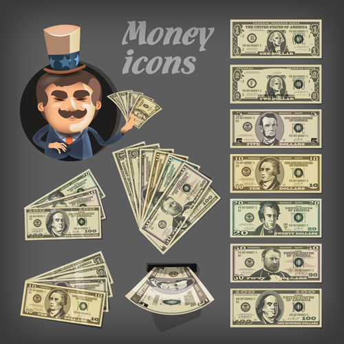 Various money design elements vector 01 Various money elements element   