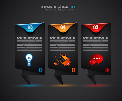 Dark style infographics business vector 21 style infographics dark business   