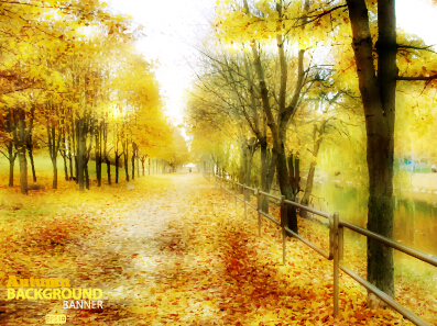 Golden autumn scenery vector background art 05 scenery golden background autumn   