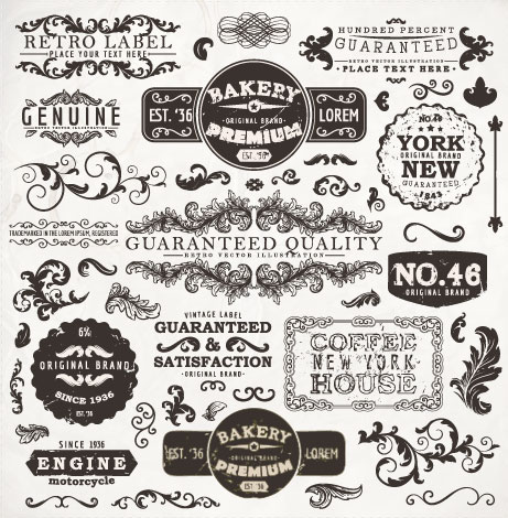 Vintage elements labels and Borders vector 03 vintage labels label elements element   