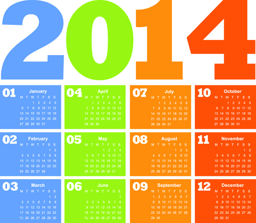 Calendar 2014 vector huge collection 03 Huge collection collection calendar 2014   