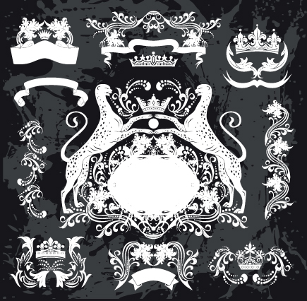 Black and White Heraldry coat of arms vector 05 white heraldry Coat black arms   