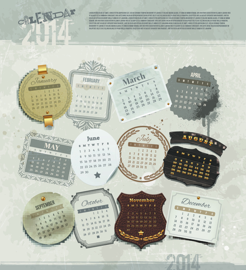 Calendar 2014 vector huge collection 11 Huge collection calendar 2014   