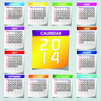 Simple 2014 calendar design vector set 05 simple calendar 2014   