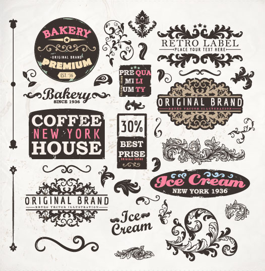 Vintage elements labels and Borders vector 02 vintage labels label elements element   