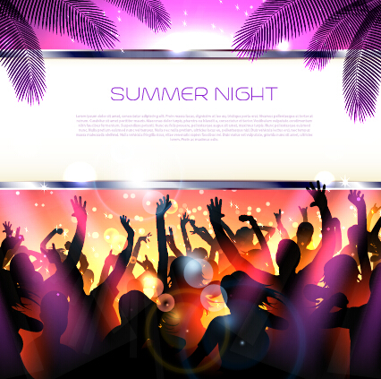 Vector flyer summer night party design material 11 summer party night material flyer   