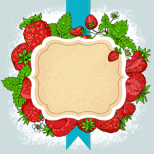 Vector strawberries frame design strawberries frame design   