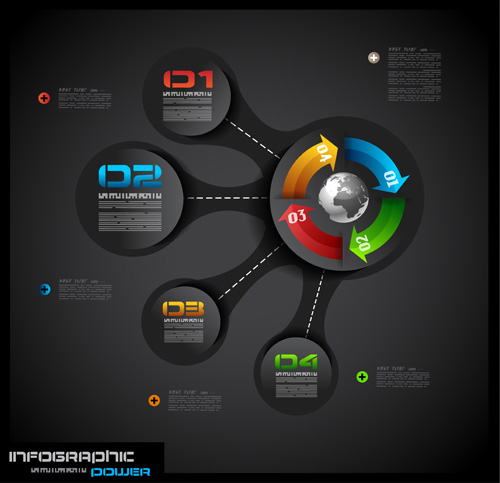 Dark style infographics business vector 19 style infographics dark business   